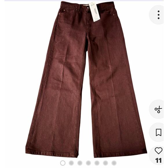 THE GREAT. “The Rider” Wide Leg Jean — Size 25 — Wine/Burgundy - Picture 1 of 15